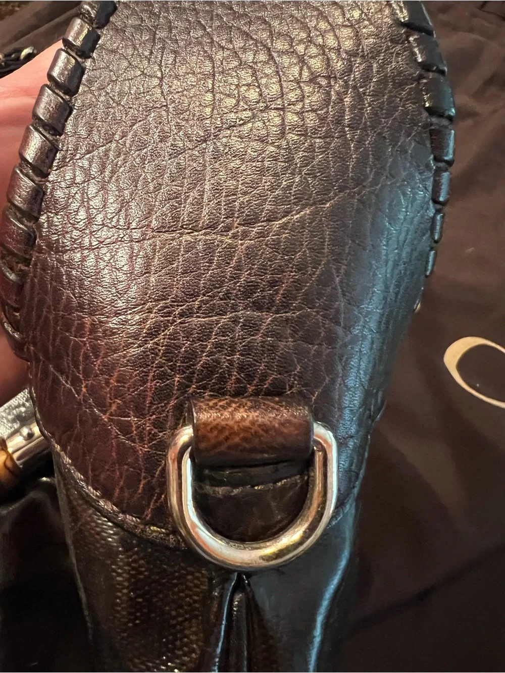 Gucci Vintage rare “Jackie Bamboo”Espresso/Black/CrystalCanvas/Leather hobo